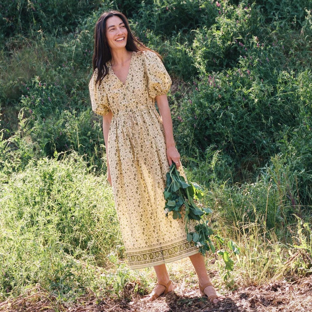 Christy Dawn Yellow Floral Midi Dress